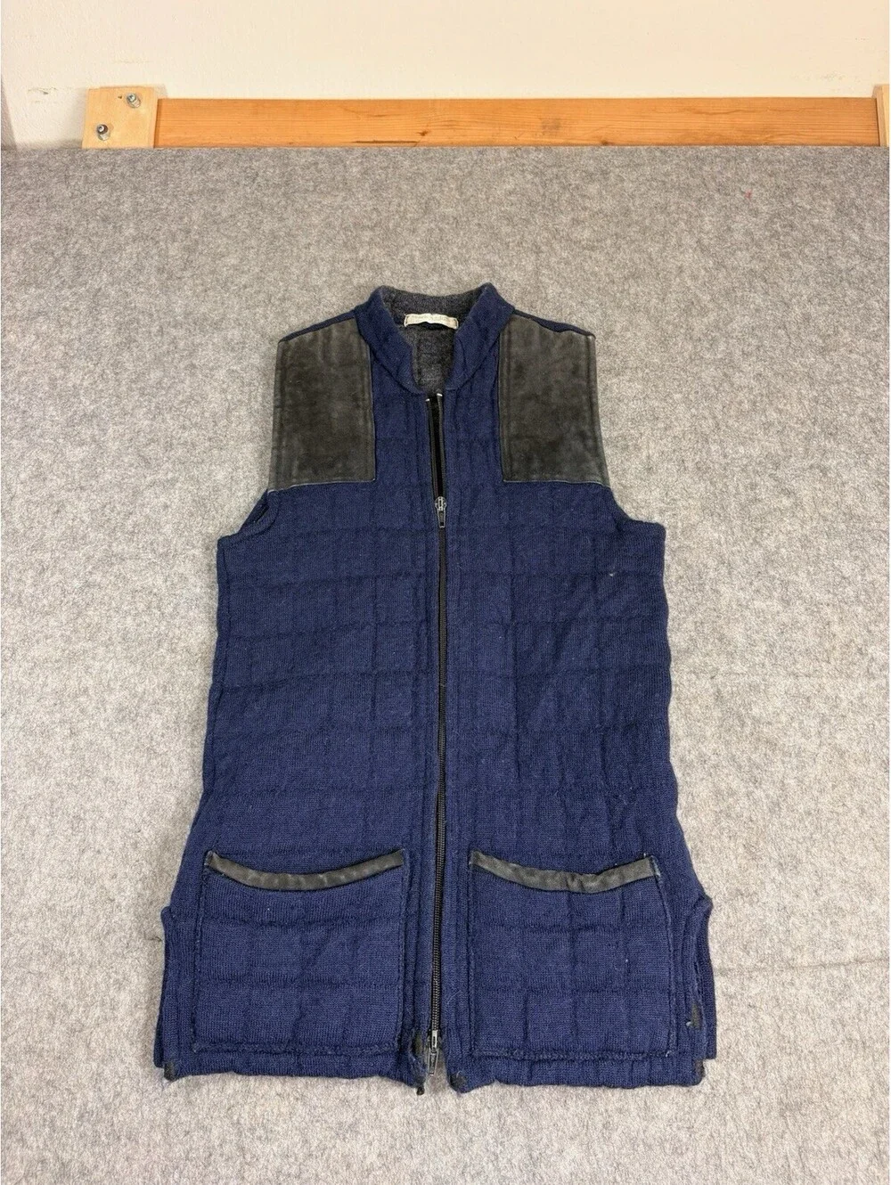 Vintage Mark Saddler Wool Quilted Gilet Vest Size Small 50s 60s